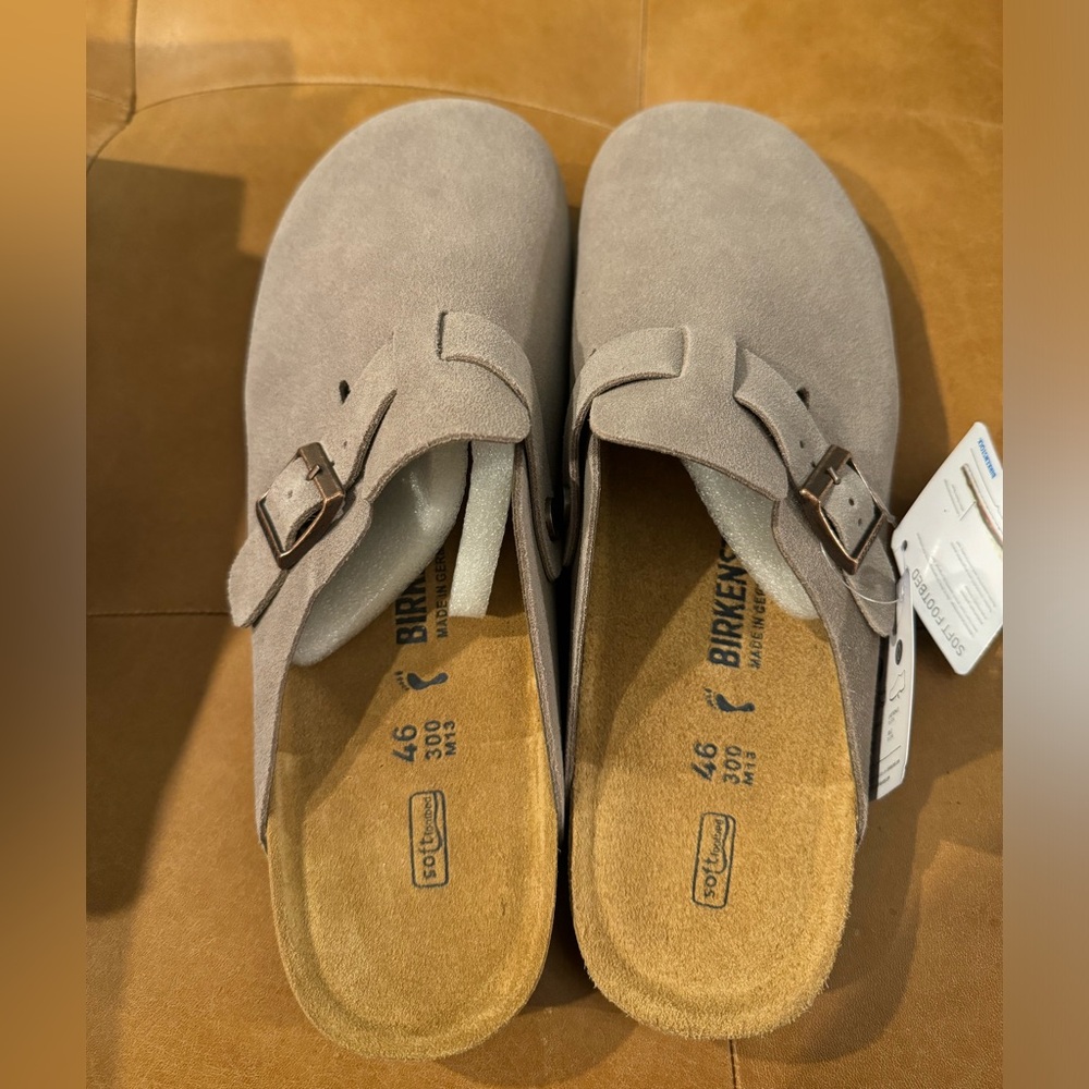 NWT Birkenstock Boston Taupe 46 Narrow